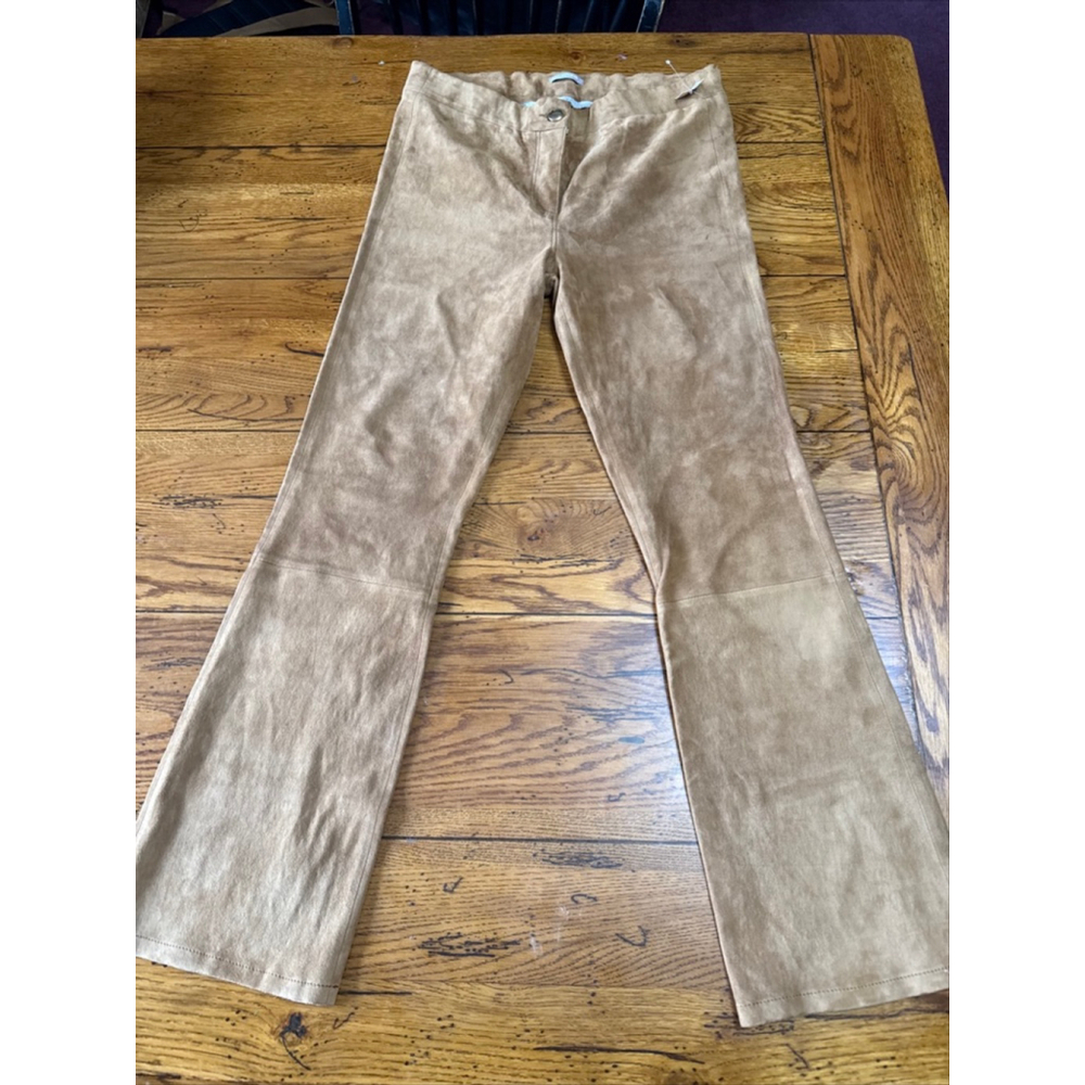 Hemisphere Beige Leather Trousers Size 42 EXCELLENT CONDITION! R14